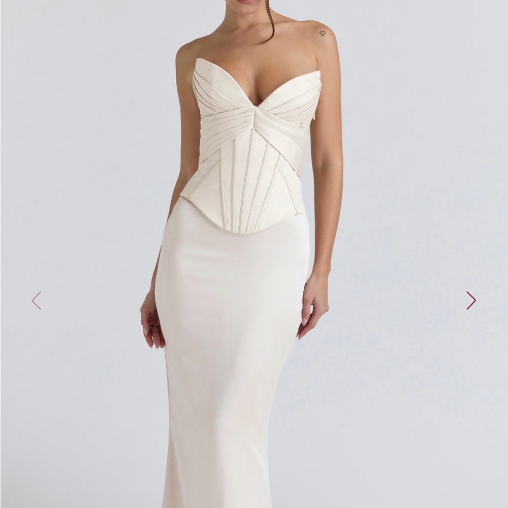House of CB Ivory Strapless Corset Maxi Dress